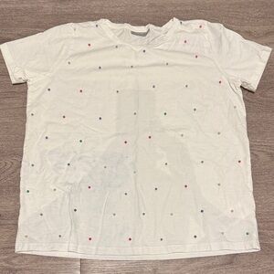Fransa Women's White T-shirt with Multicolor Dots